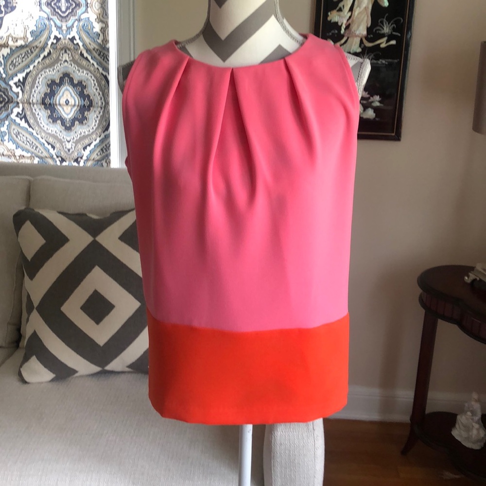 🎉 Ann Taylor Loft Pink and Orange Sleeveless Top